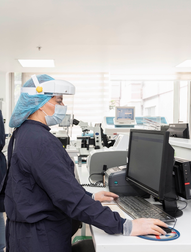 Se observa a una doctora en la parte izquierda realizando una consulta en la computadora.